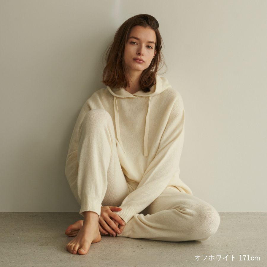 lounge WRAY カシミヤシルクニットパーカー オフホワイト