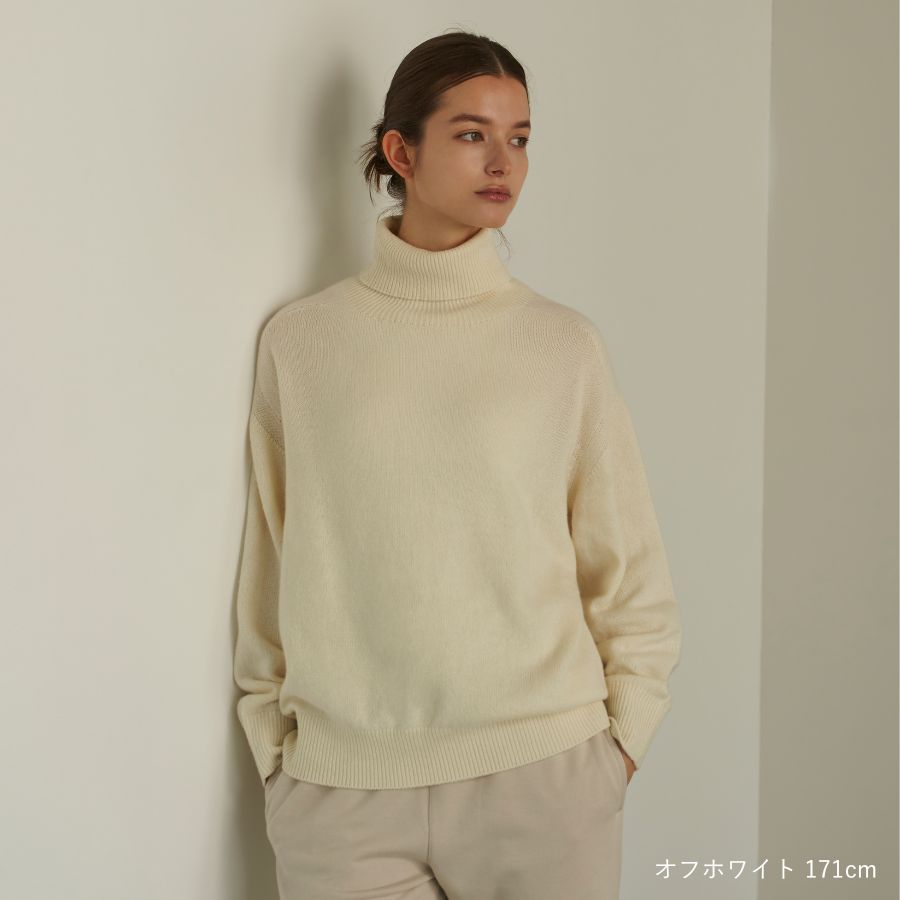 lounge WRAY カシミヤシルクタートルニット オフホワイト