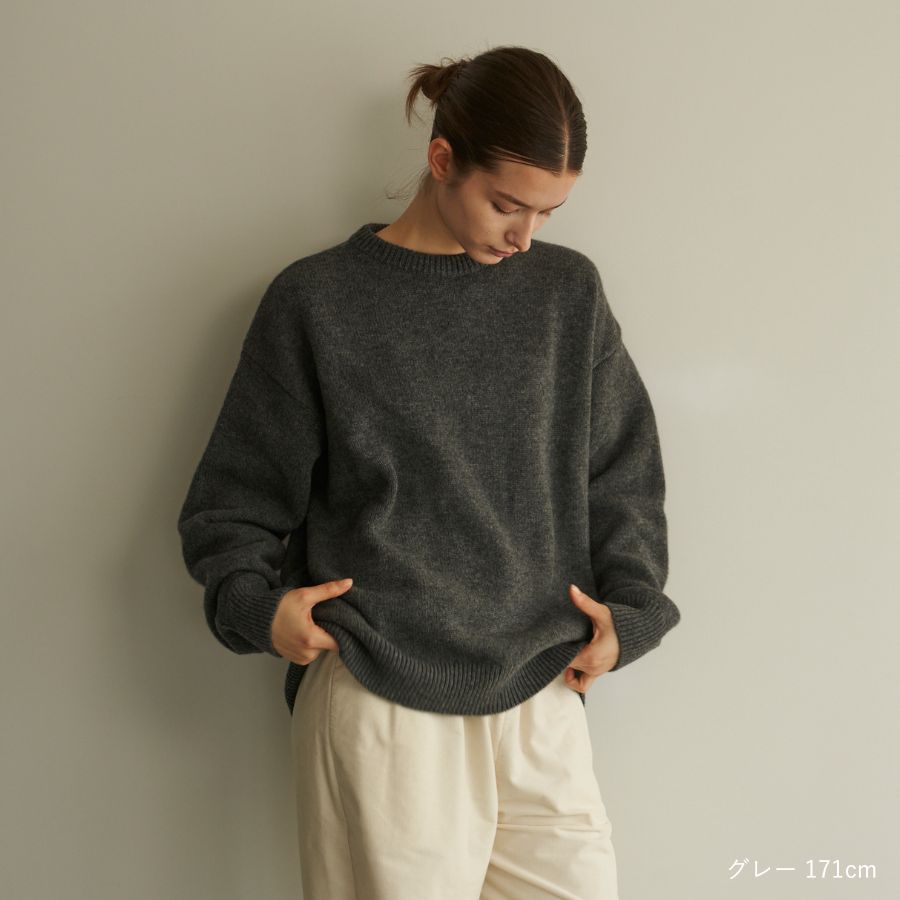 lounge WRAY ビッグシルエットクルーネックニット グレー