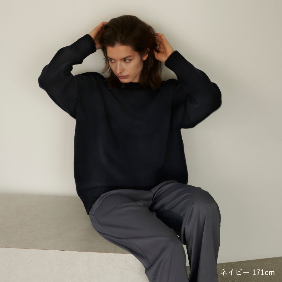 lounge WRAY ビッグシルエットクルーネックニット ネイビー