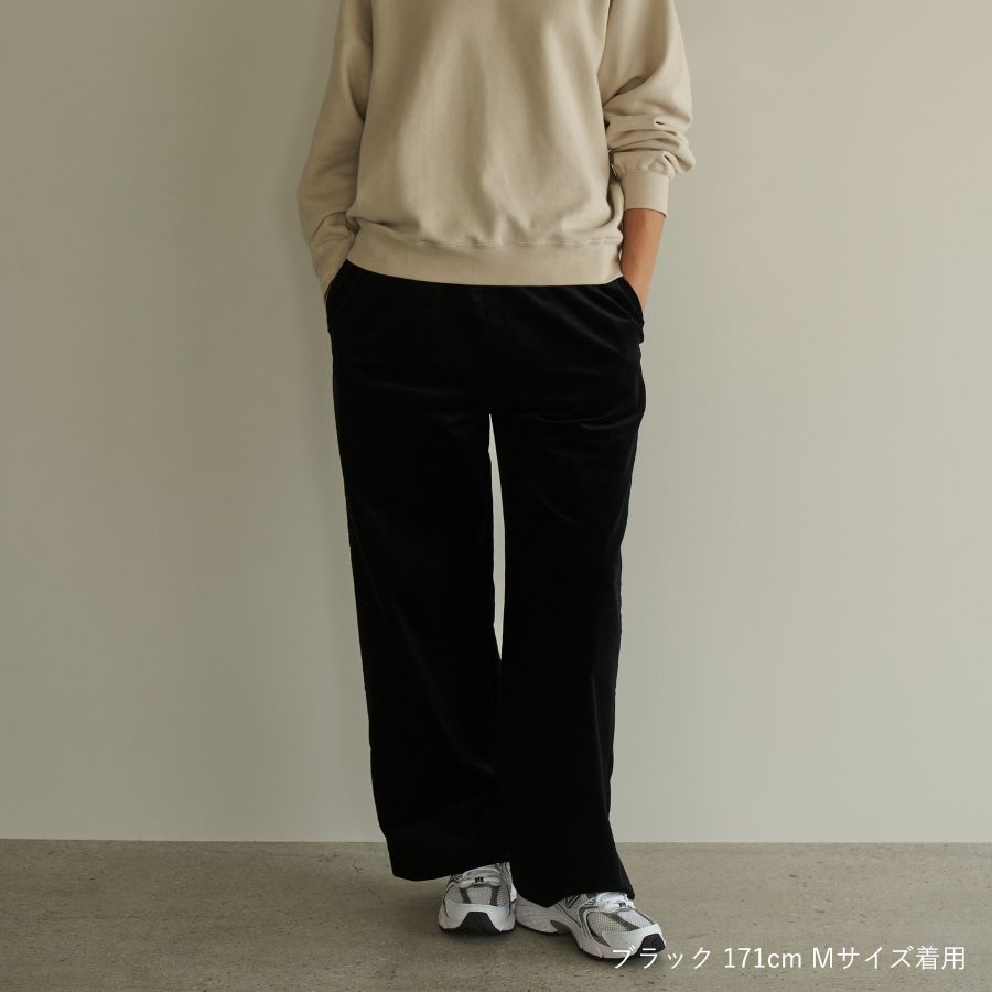 lounge WRAY リラックスコーデュロイワイドパンツ ブラック
