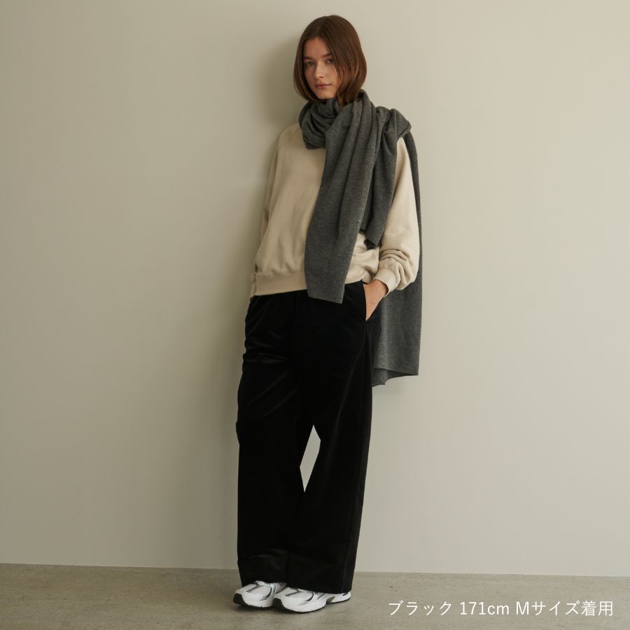 lounge WRAY リラックスコーデュロイワイドパンツ ブラック