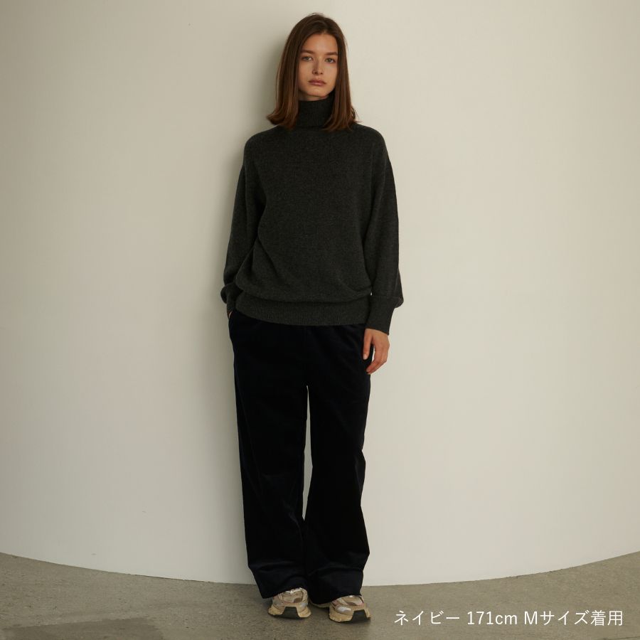 lounge WRAY リラックスコーデュロイワイドパンツ ネイビー