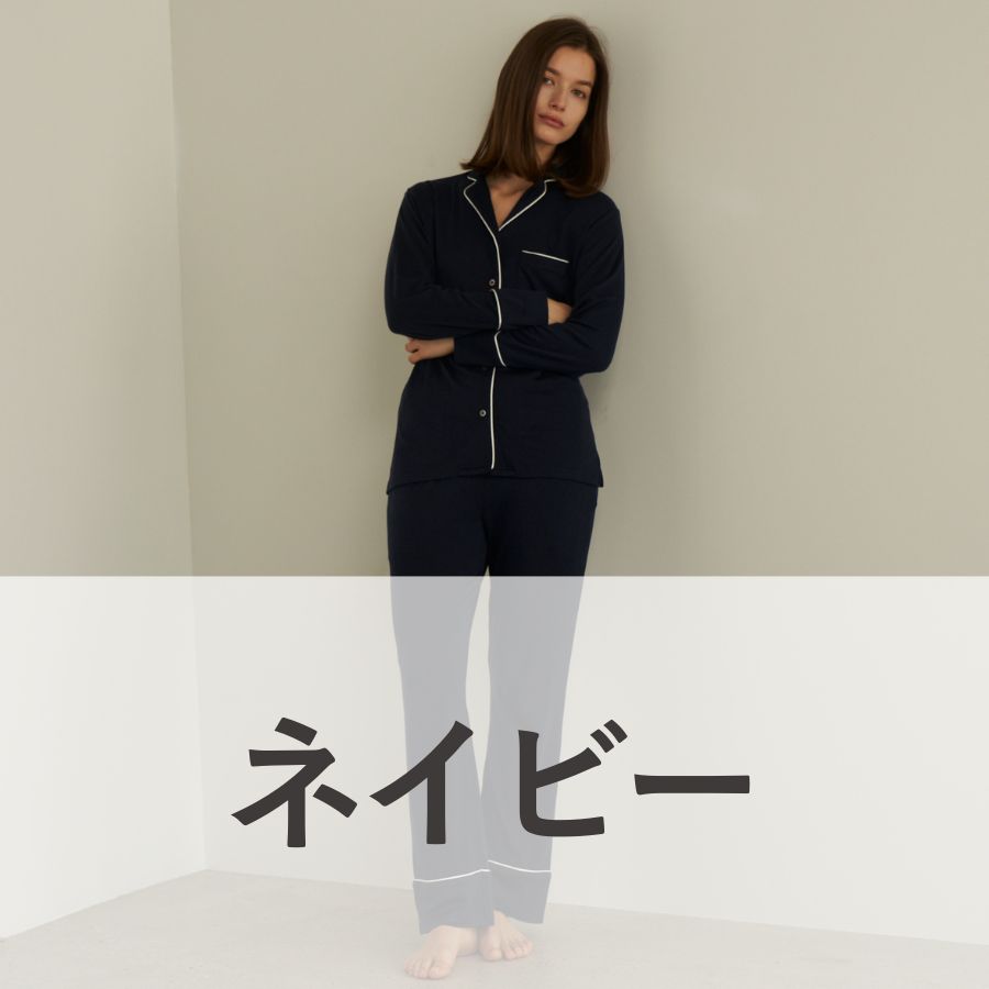 lounge WRAY ソフトタッチナイトウェアセットアップ ネイビー