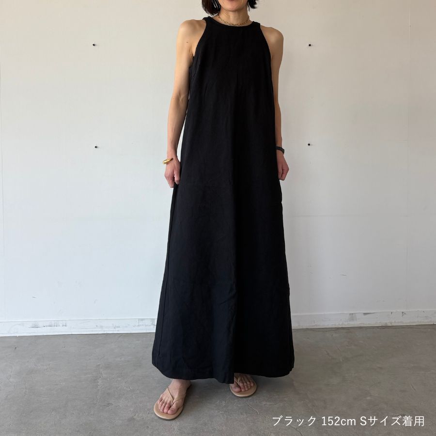 lounge WRAY リネンコットンワンピース ブラック
