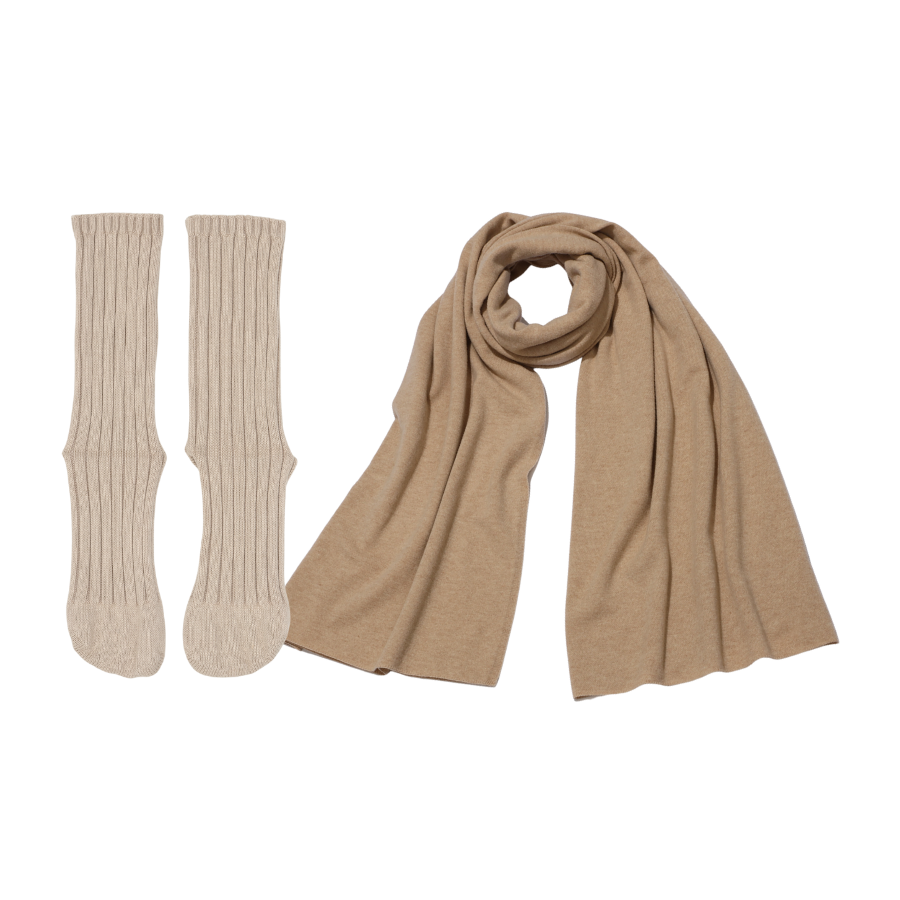 WRAY ホリデーウォームセット プレミアムウールシークレットソックス(5本指靴下) プレミアムウールラップストール