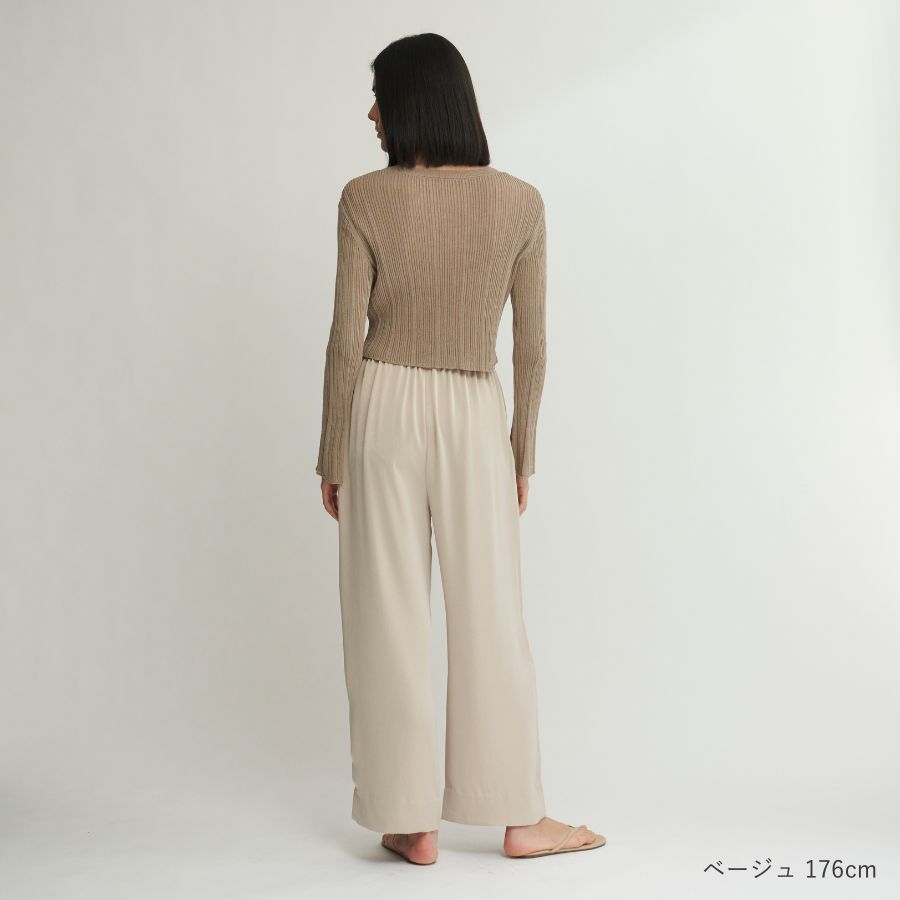 lounge WRAY シアーリブニットカーディガン ベージュ
