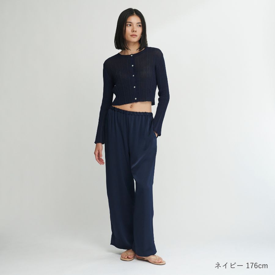 lounge WRAY シアーリブニットカーディガン ネイビー