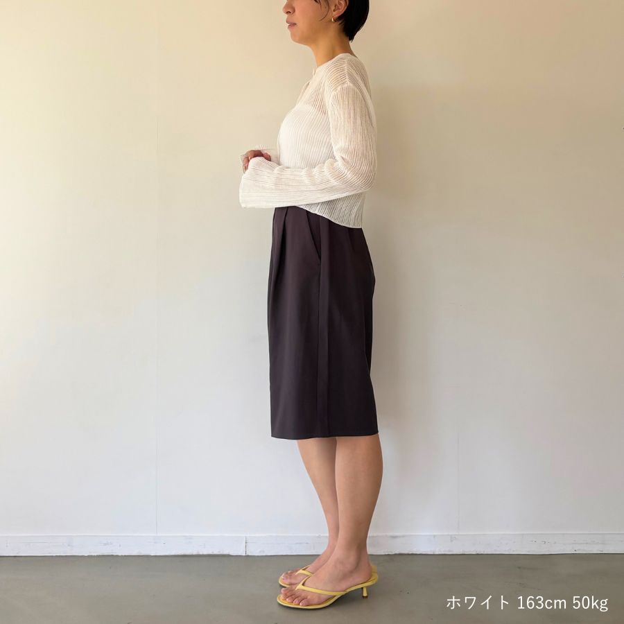 lounge WRAY シアーリブニットカーディガン ホワイト