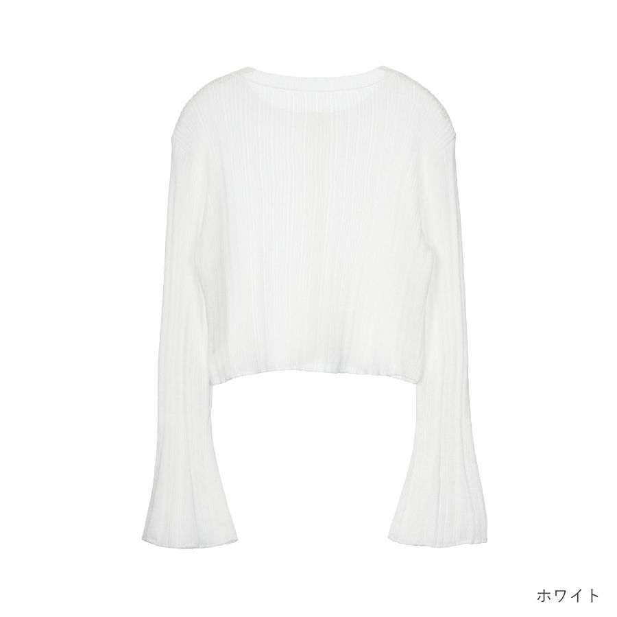 lounge WRAY シアーリブニットカーディガン ホワイト