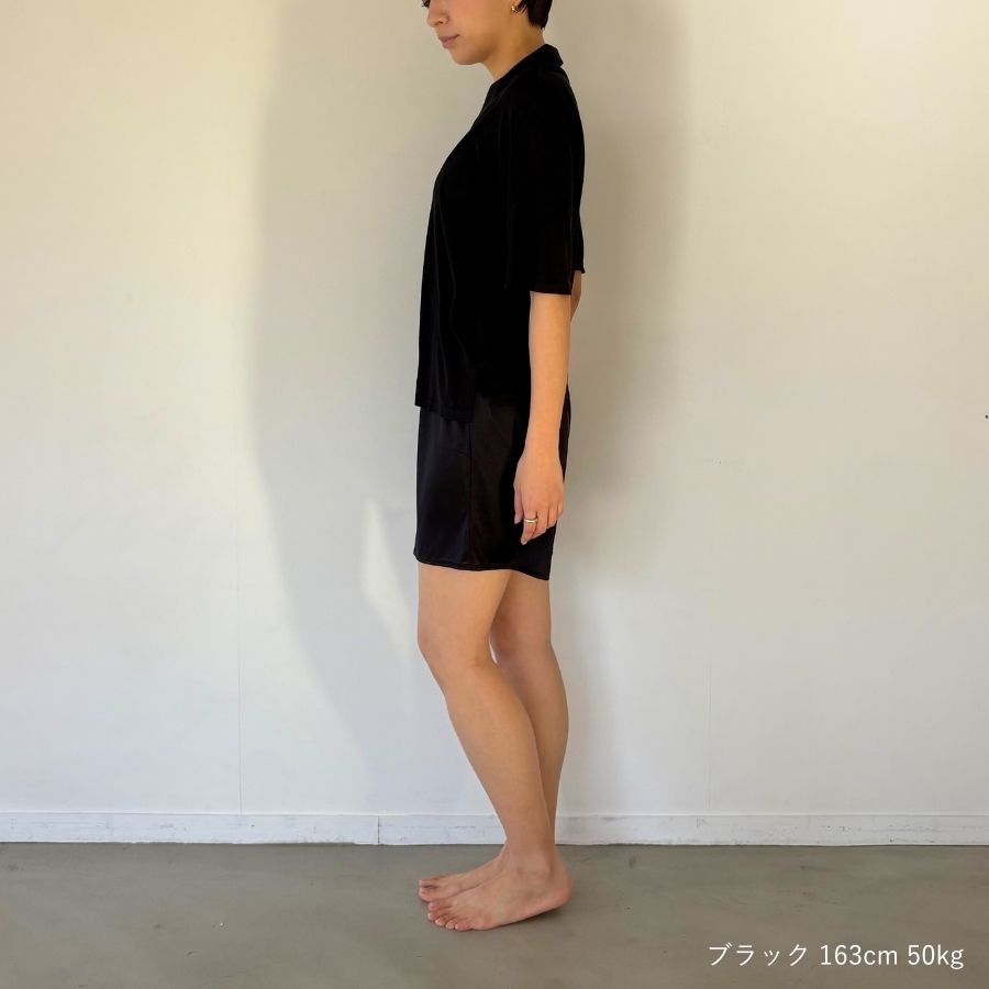 lounge WRAY シルクナイトウェアトップス（半袖） ブラック