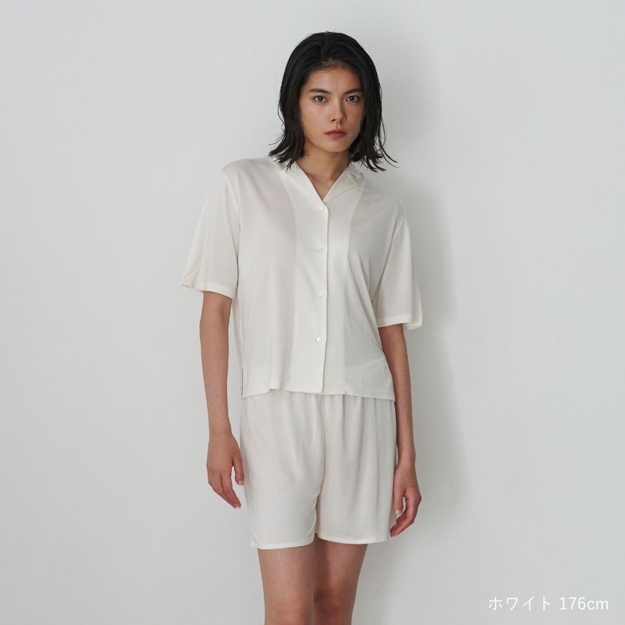 lounge WRAY シルクナイトウェアトップス（半袖） ホワイト