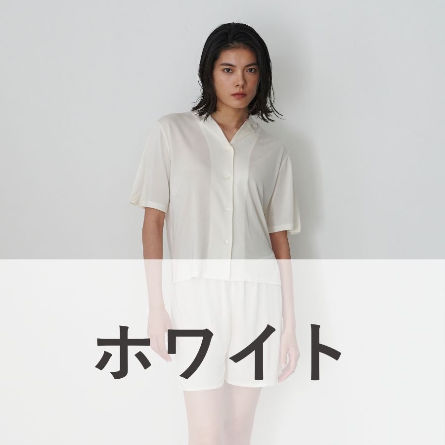 lounge WRAY シルクナイトウェアトップス（半袖） ホワイト