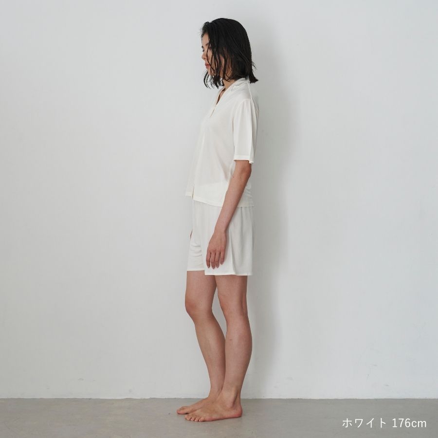 lounge WRAY シルクナイトウェアトップス（半袖） ホワイト