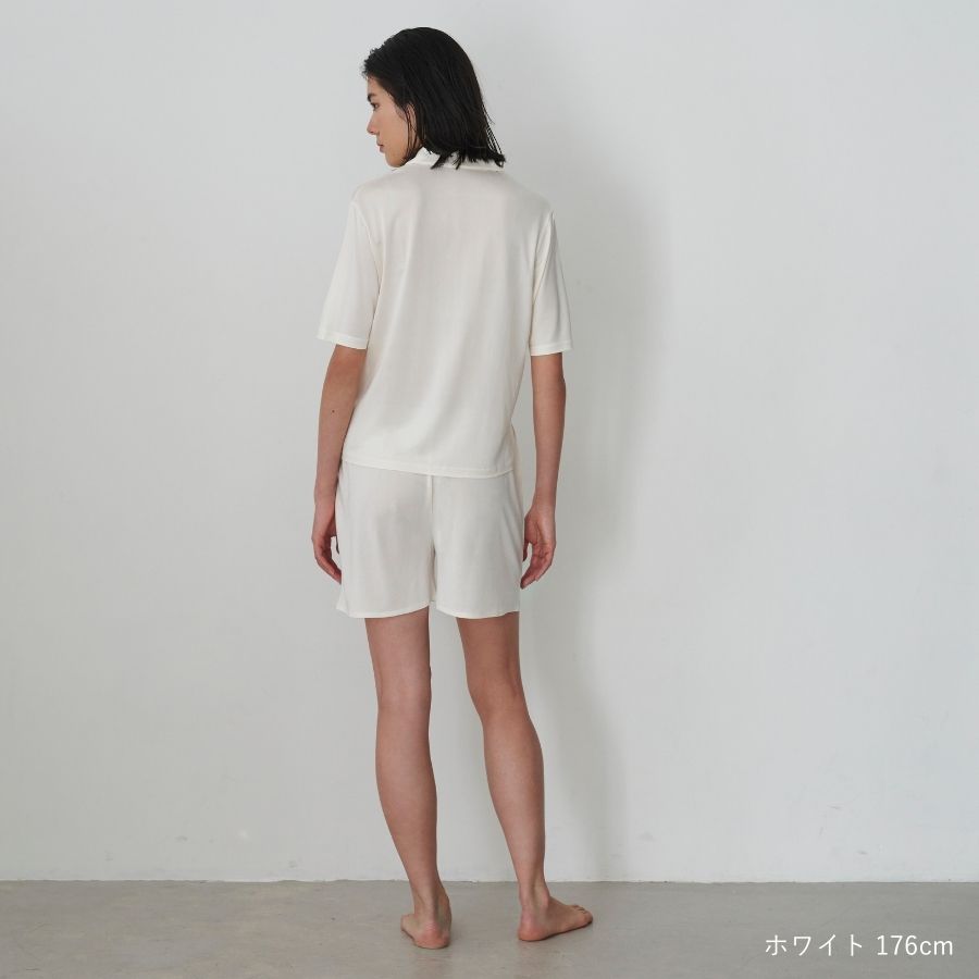 lounge WRAY シルクナイトウェアトップス（半袖） ホワイト