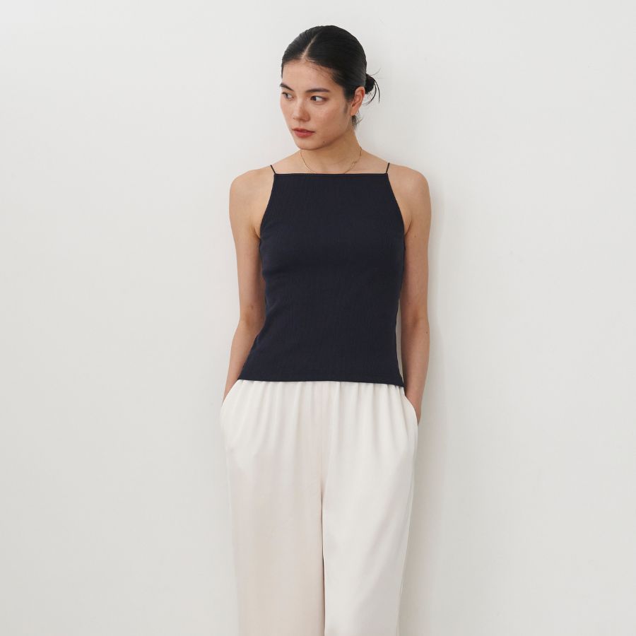 lounge WRAY カップインスクエアキャミソール ネイビー