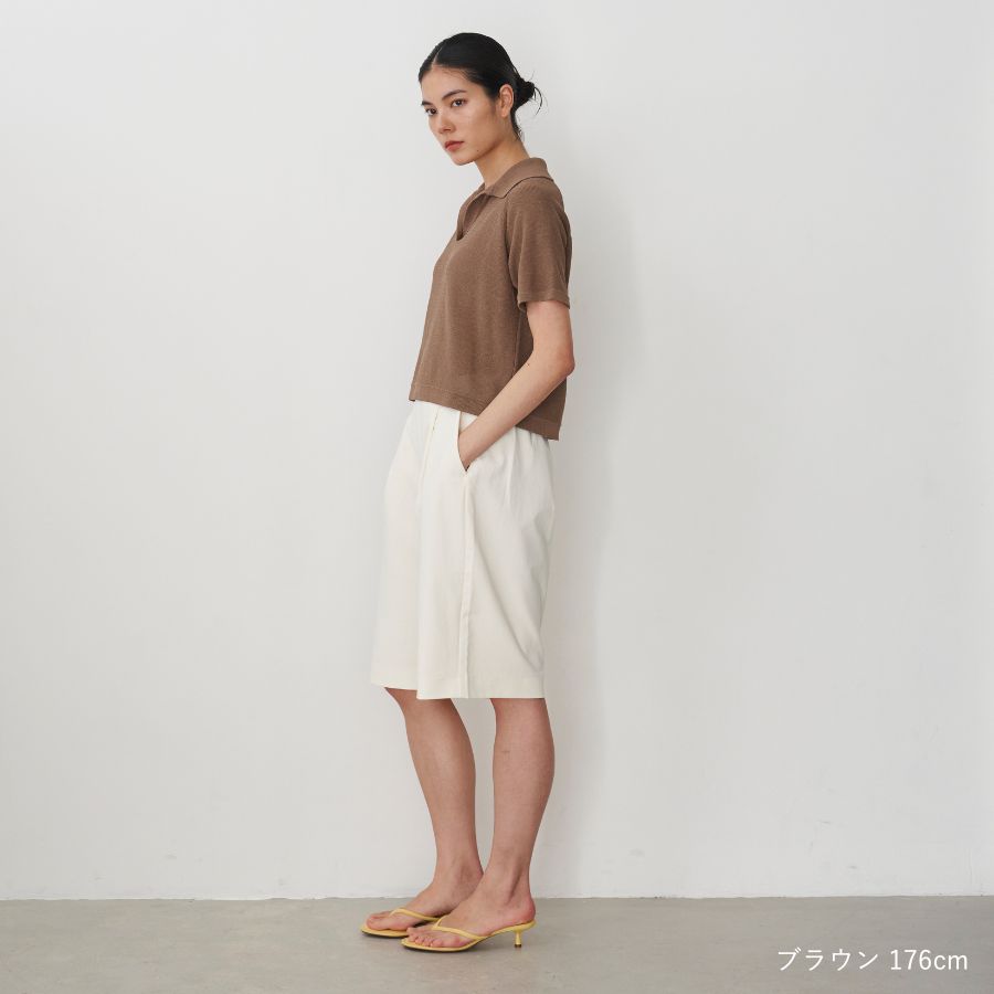 lounge WRAY エシカルニットポロ ブラウン