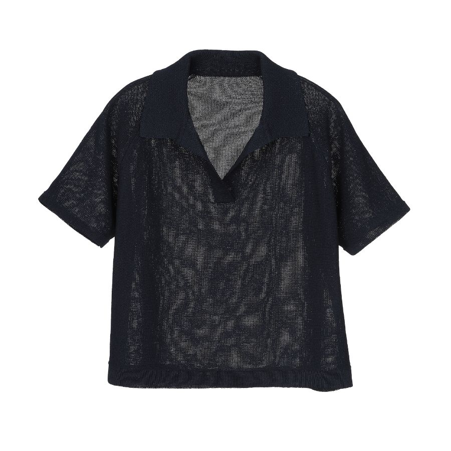 lounge WRAY エシカルニットポロ ネイビー