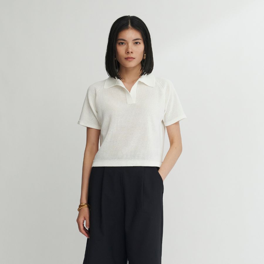 lounge WRAY エシカルニットポロ ホワイト