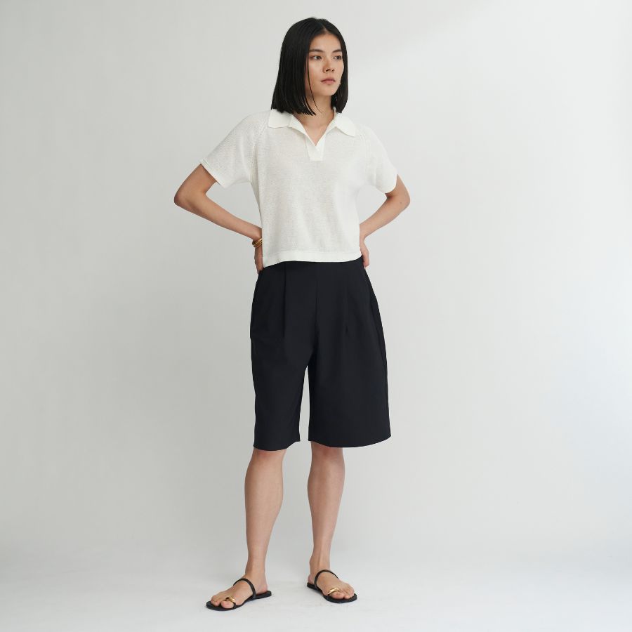 lounge WRAY ハーフタックパンツ ブラック