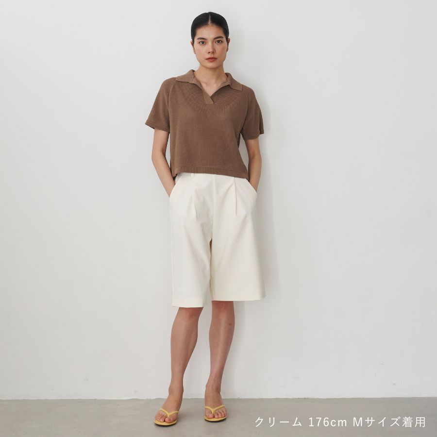 lounge WRAY ハーフタックパンツ クリーム