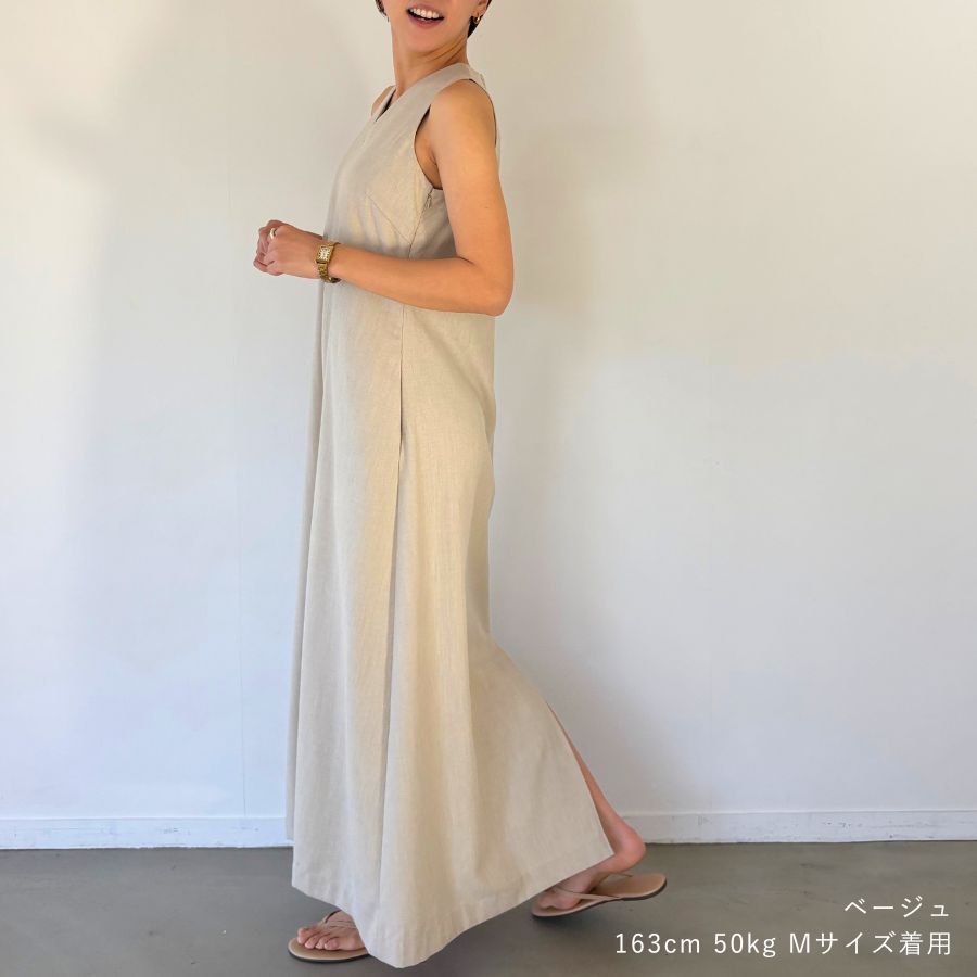 lounge WRAY リネンライクワンピース ベージュ