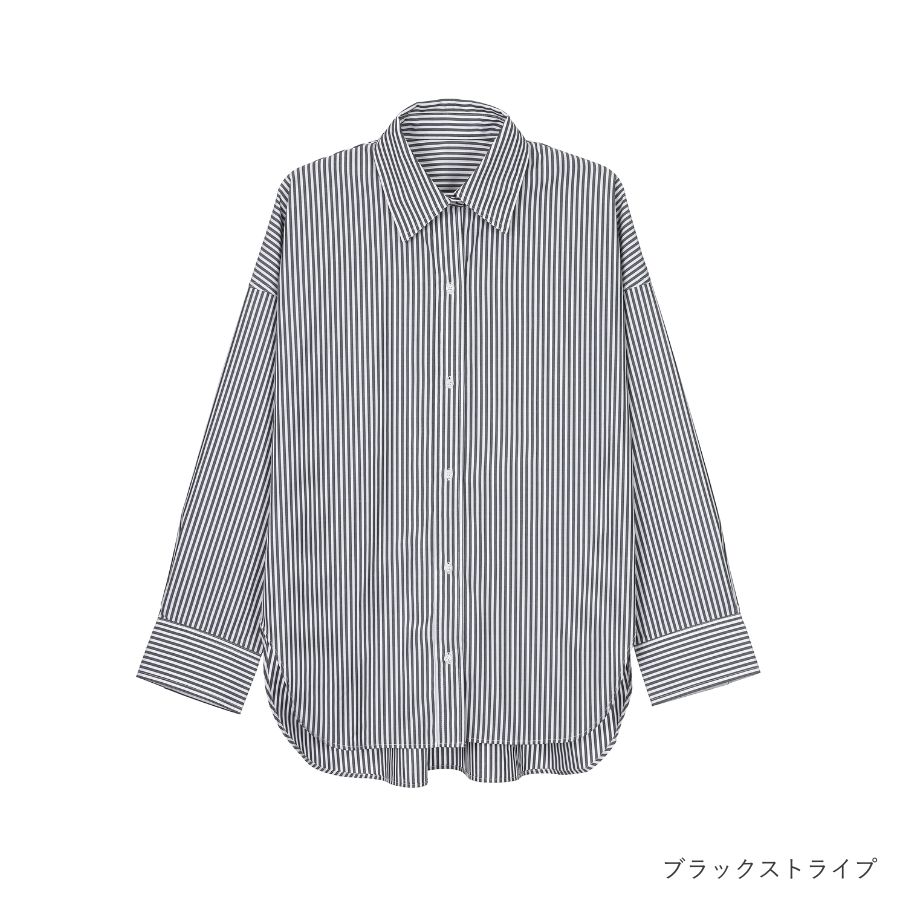 lounge WRAY オーバーサイズシャツ ブラックストライプ
