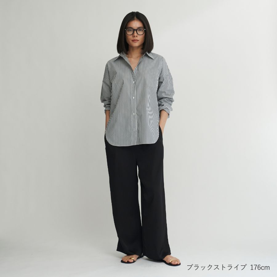 lounge WRAY オーバーサイズシャツ ブラックストライプ