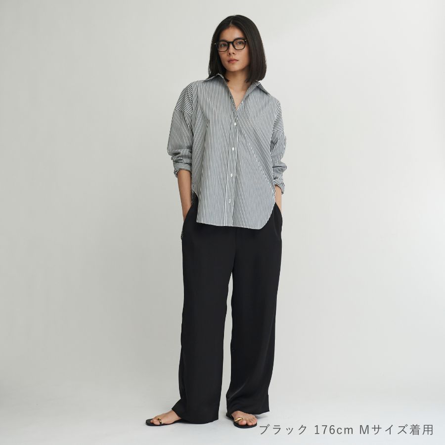 lounge WRAY リラックスサテンパンツ ブラック