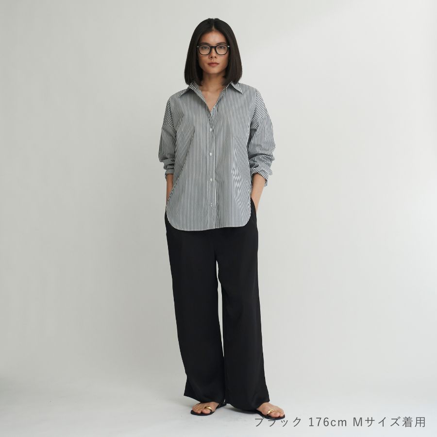 lounge WRAY リラックスサテンパンツ ブラック