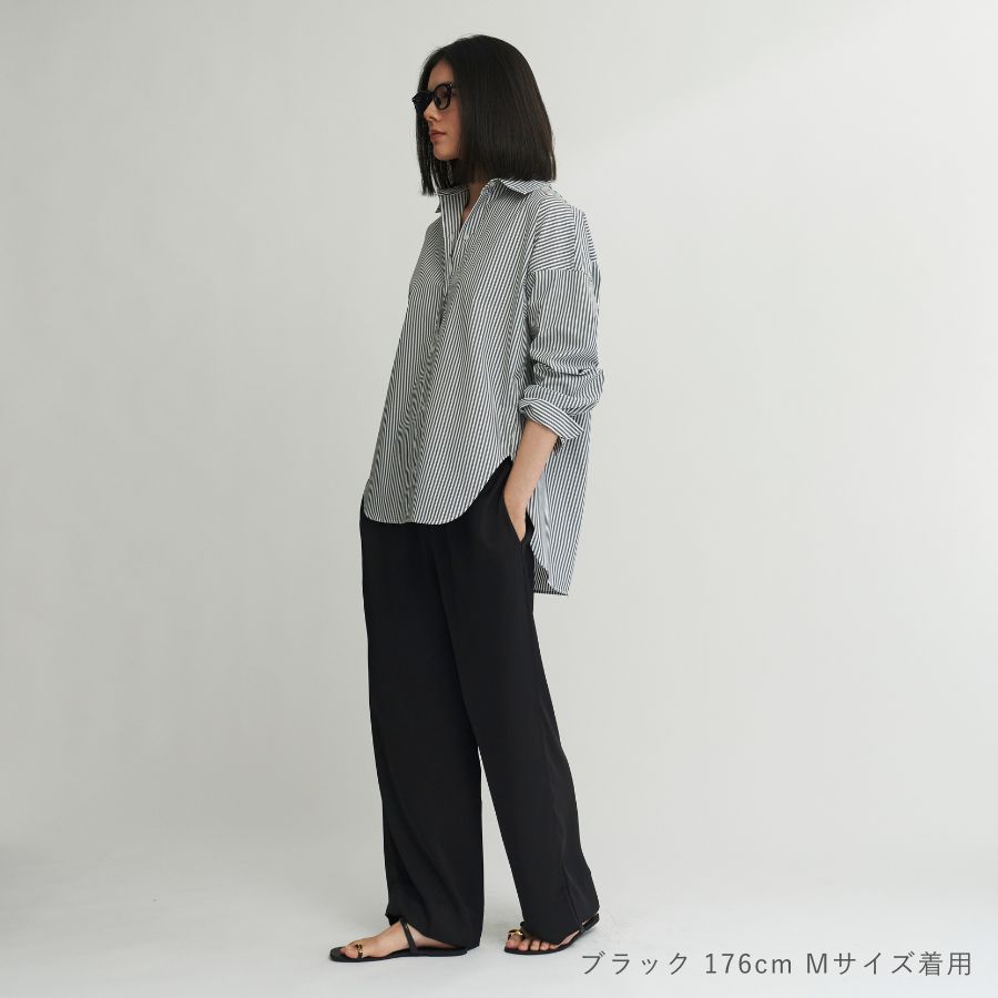 lounge WRAY リラックスサテンパンツ ブラック