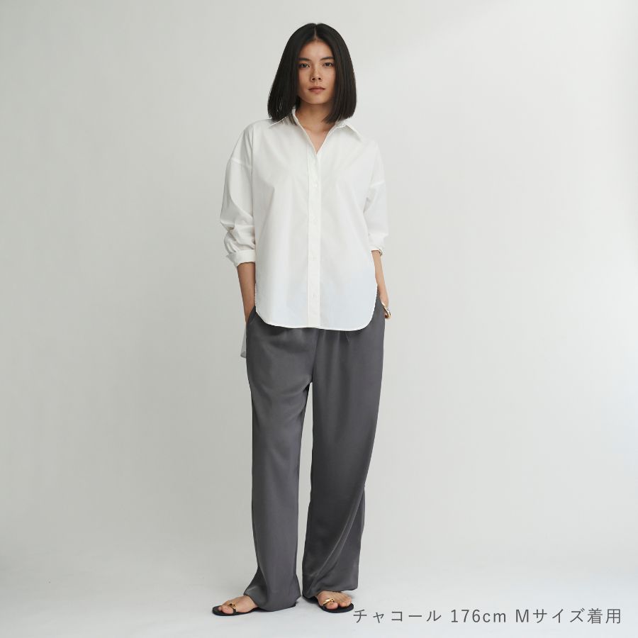 lounge WRAY リラックスサテンパンツ チャコール