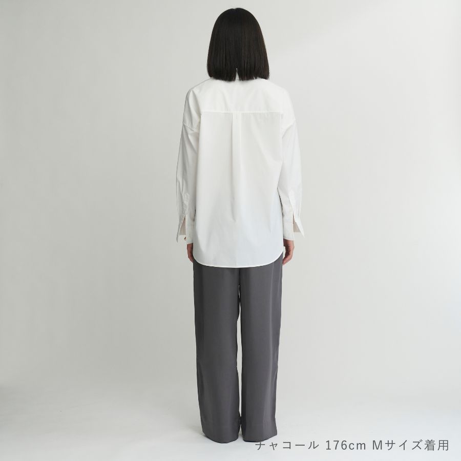 lounge WRAY リラックスサテンパンツ チャコール