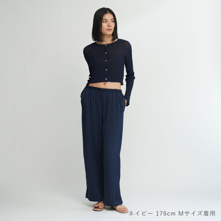 lounge WRAY リラックスサテンパンツ ネイビー