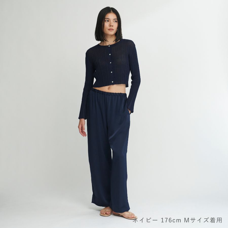 lounge WRAY リラックスサテンパンツ ネイビー
