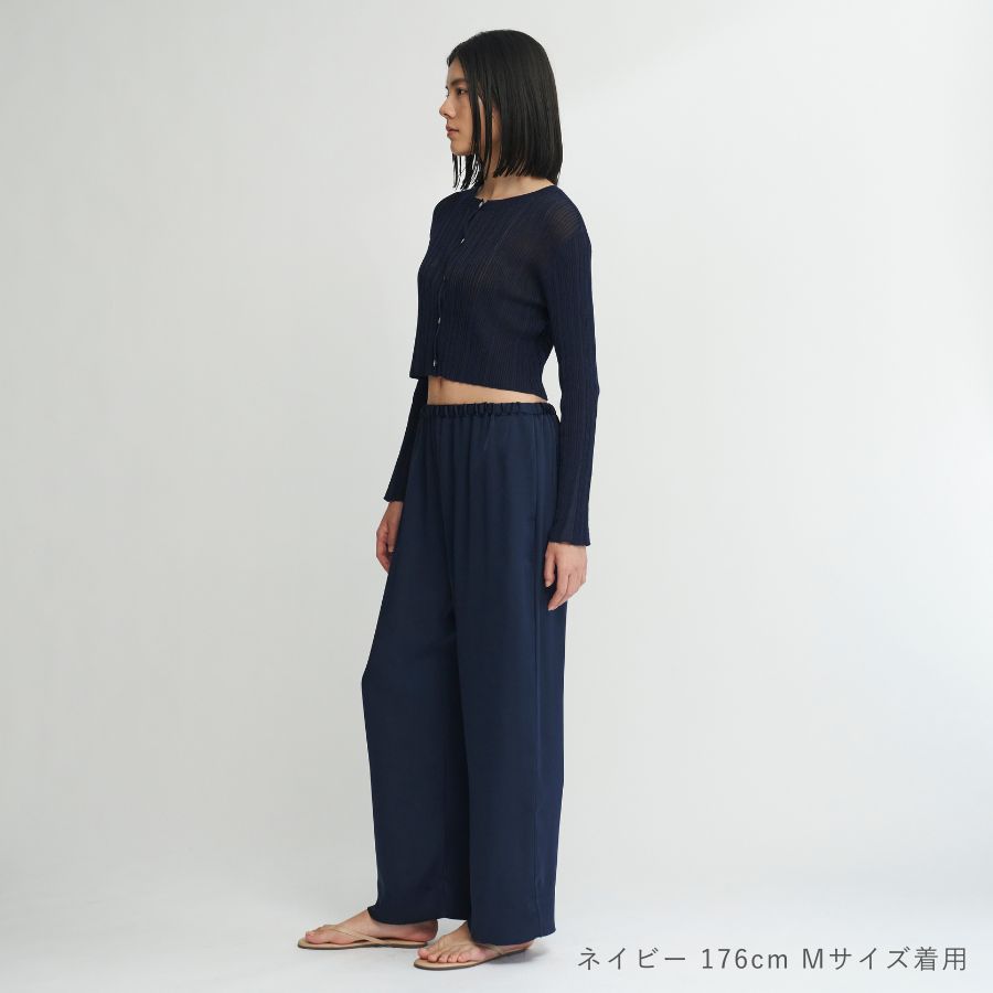 lounge WRAY リラックスサテンパンツ ネイビー