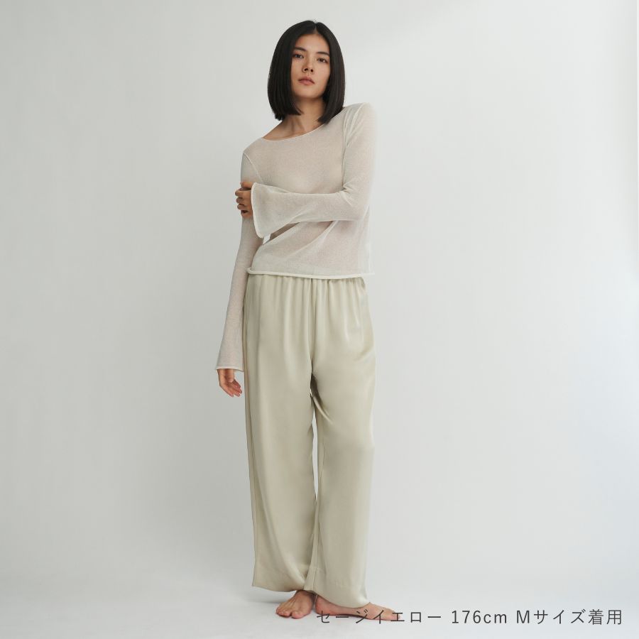 lounge WRAY リラックスサテンパンツ セージイエロー
