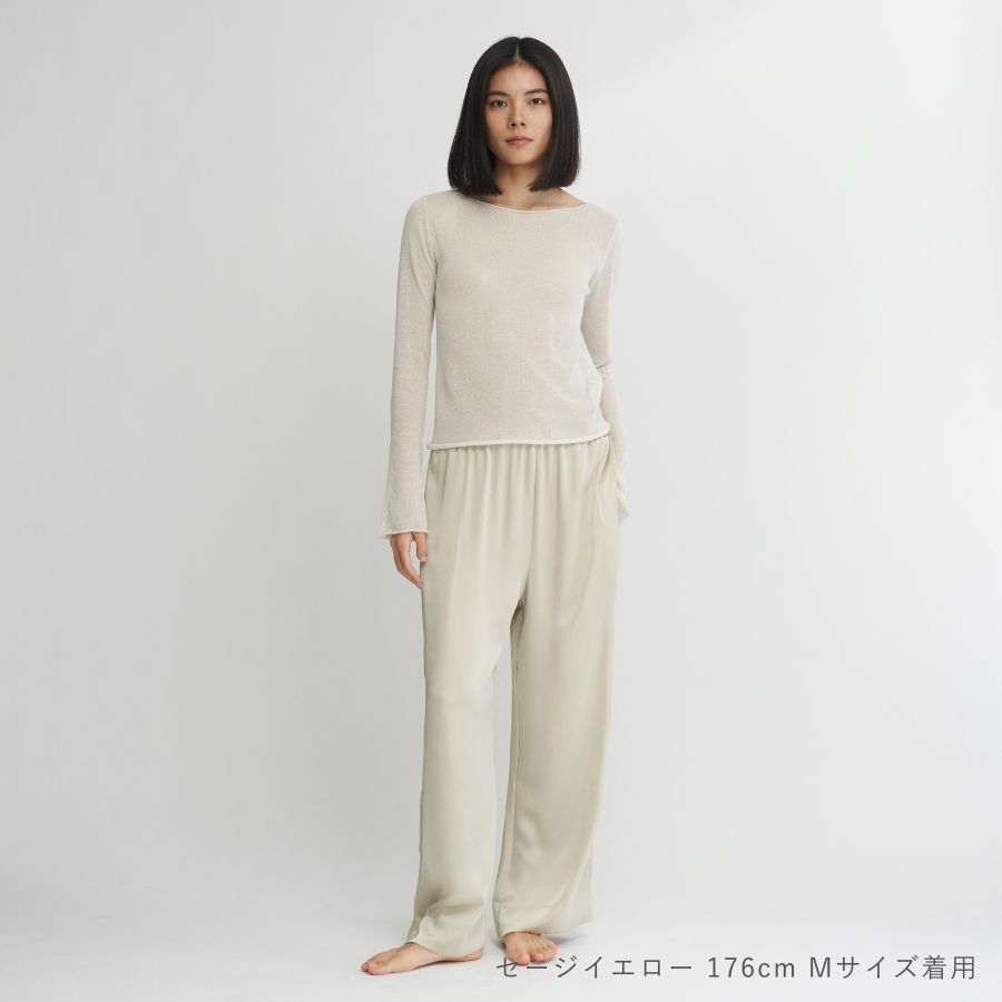 lounge WRAY リラックスサテンパンツ セージイエロー