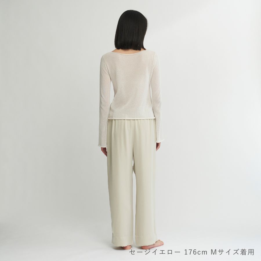 lounge WRAY リラックスサテンパンツ セージイエロー