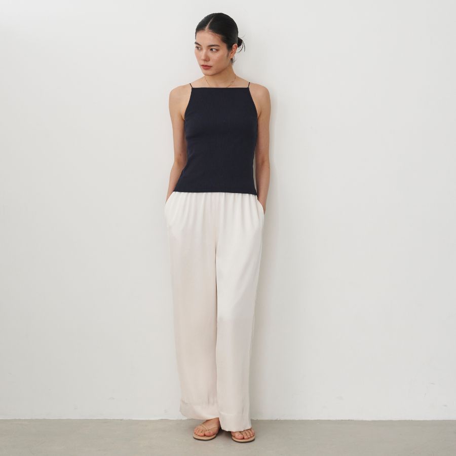 lounge WRAY リラックスサテンパンツ バニラ