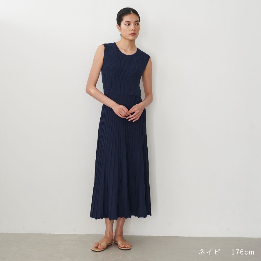lounge WRAY リブニットサマードレス ネイビー