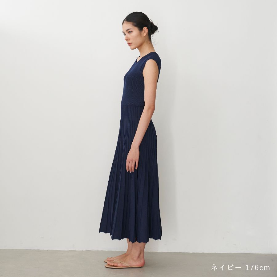 lounge WRAY リブニットサマードレス ネイビー