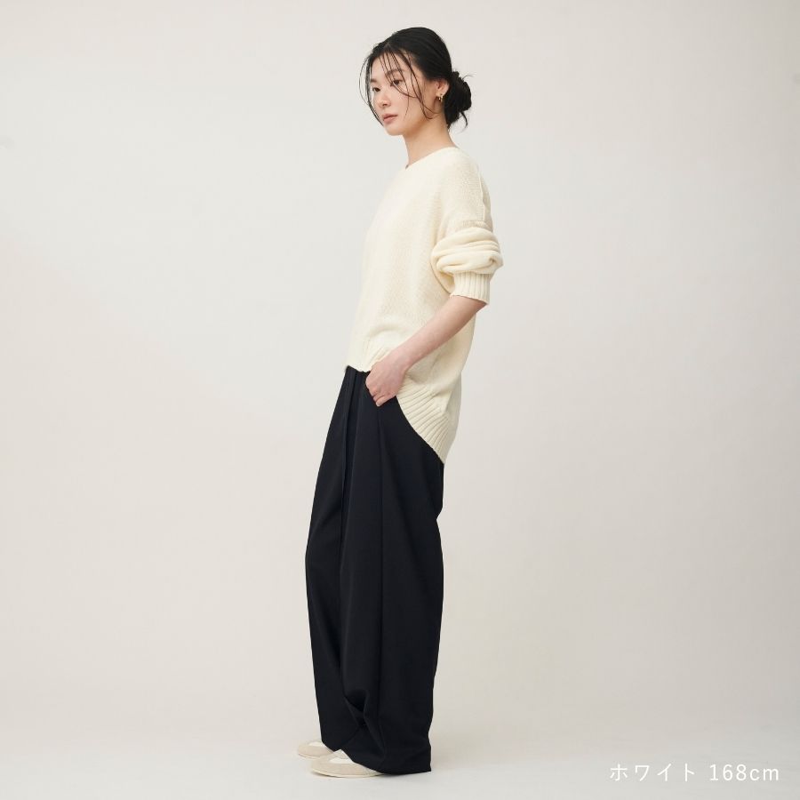 lounge WRAY コットンウールVニットトップス ホワイト