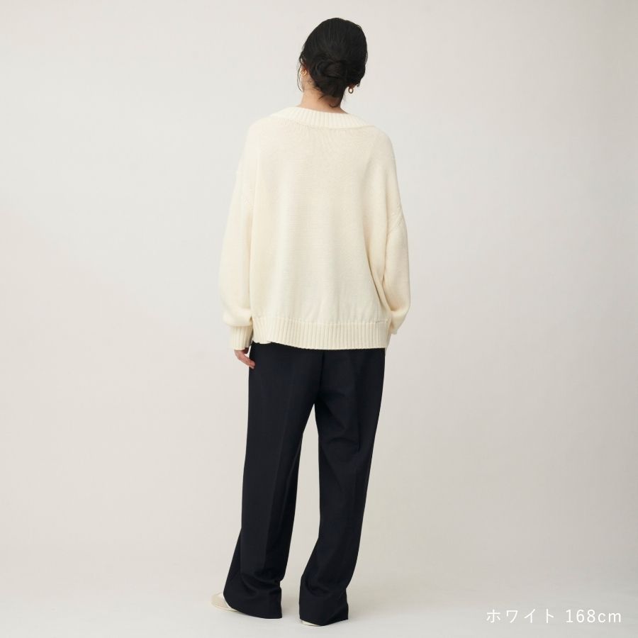 lounge WRAY コットンウールVニットトップス ホワイト