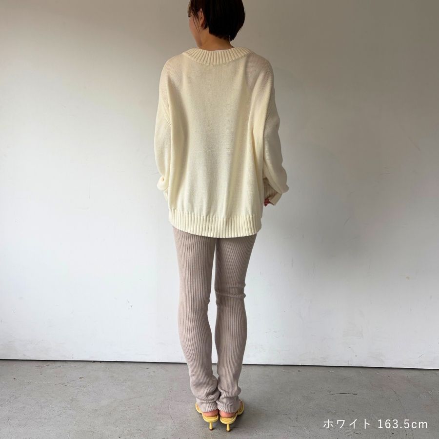 lounge WRAY コットンウールVニットトップス ホワイト