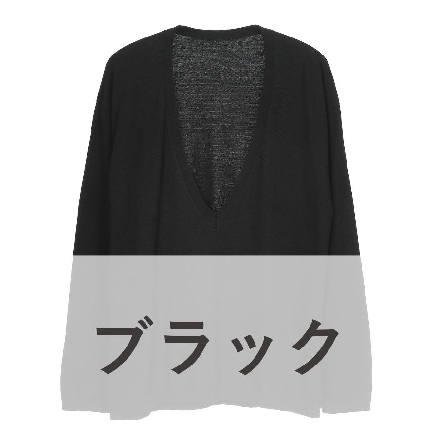 lounge WRAY オープンVニットブルオーバー ブラック