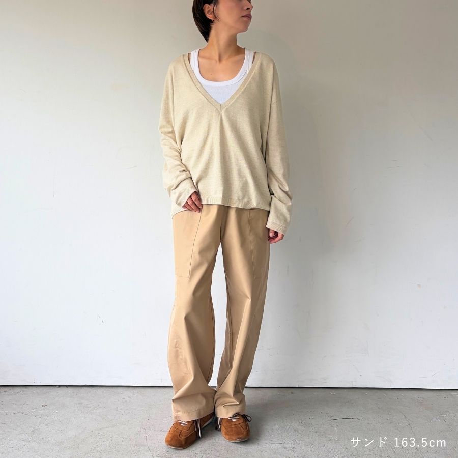 lounge WRAY オープンVニットブルオーバー サンド