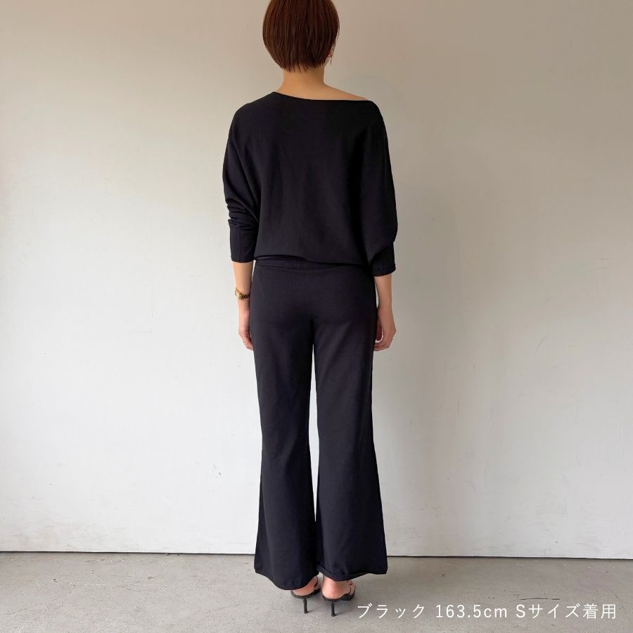 lounge WRAY アシンメトリーエアリーニットトップス ブラック