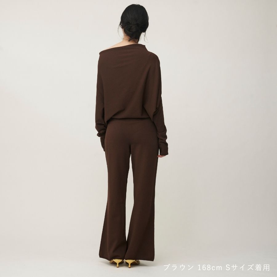 lounge WRAY アシンメトリーエアリーニットトップス ブラウン