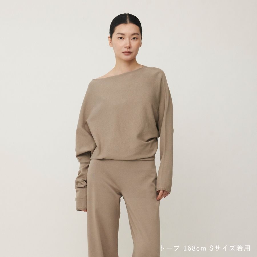 lounge WRAY アシンメトリーエアリーニットトップス トープ